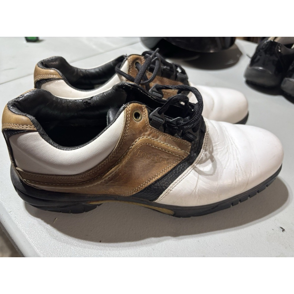 FootJoy Contour Series Spiked Golf‎ Shoes White/Brown Men's 8
